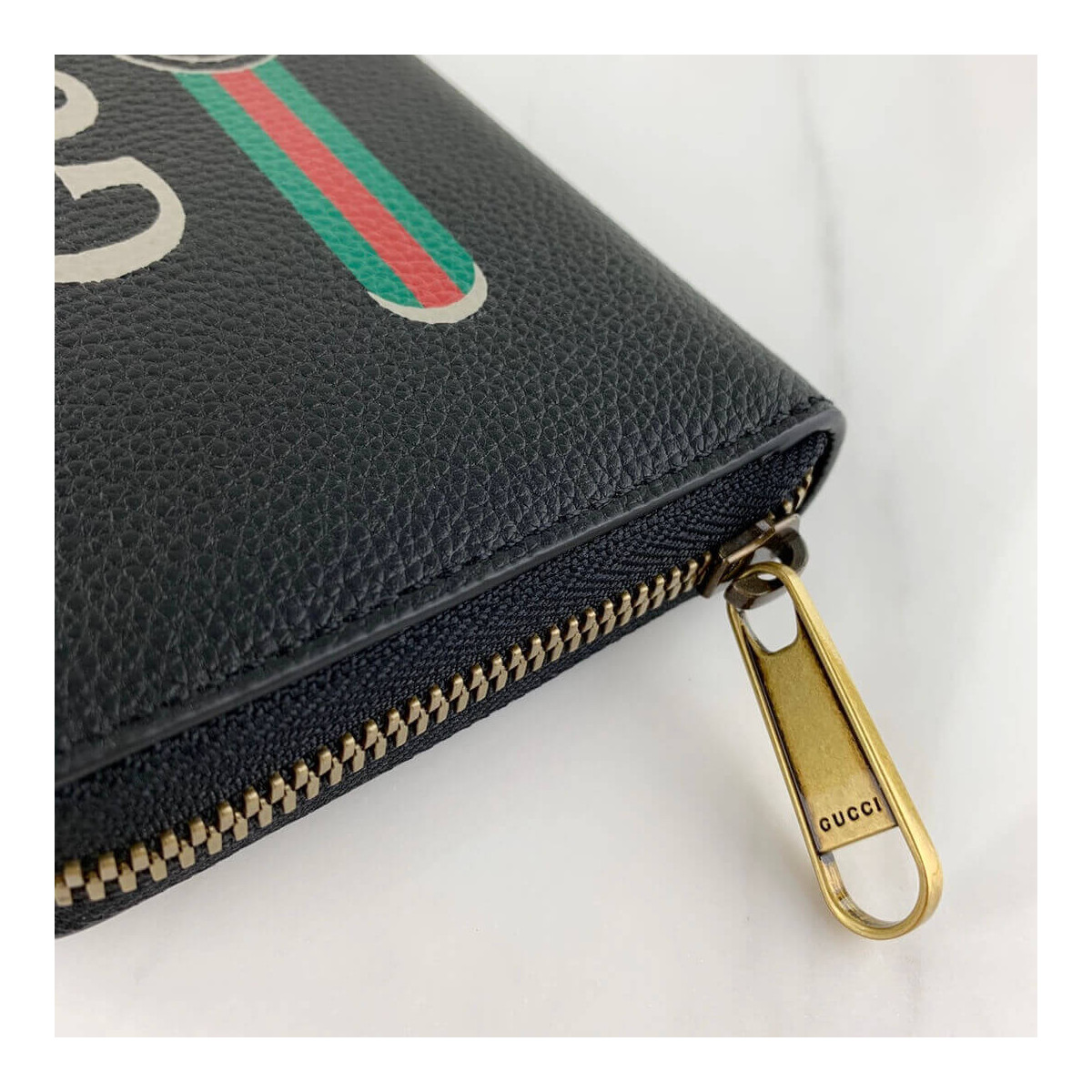 Gucci Print Leather Zip Around Wallet 496317