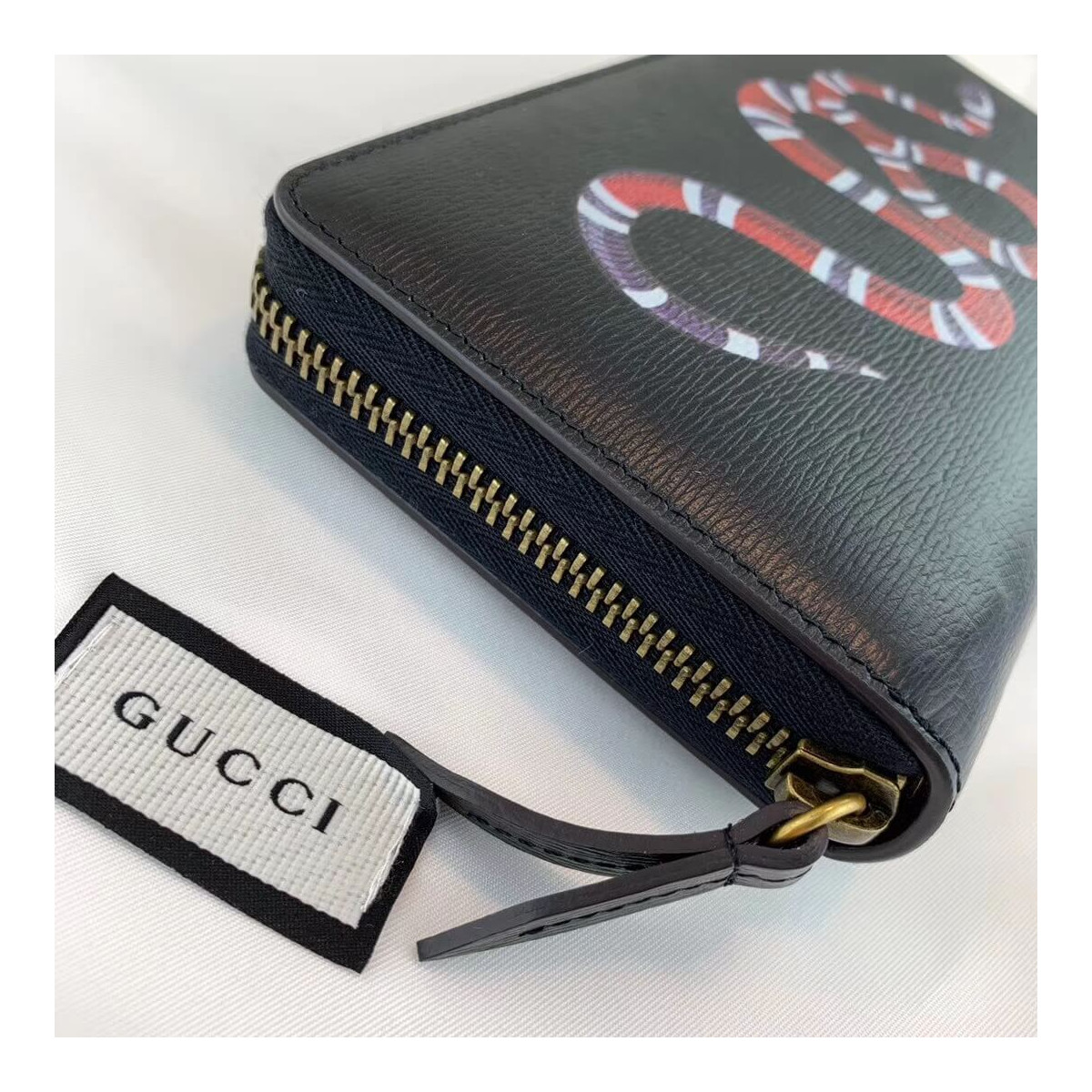 Gucci Kingsnake Print Leather Zip Around Wallet 451273