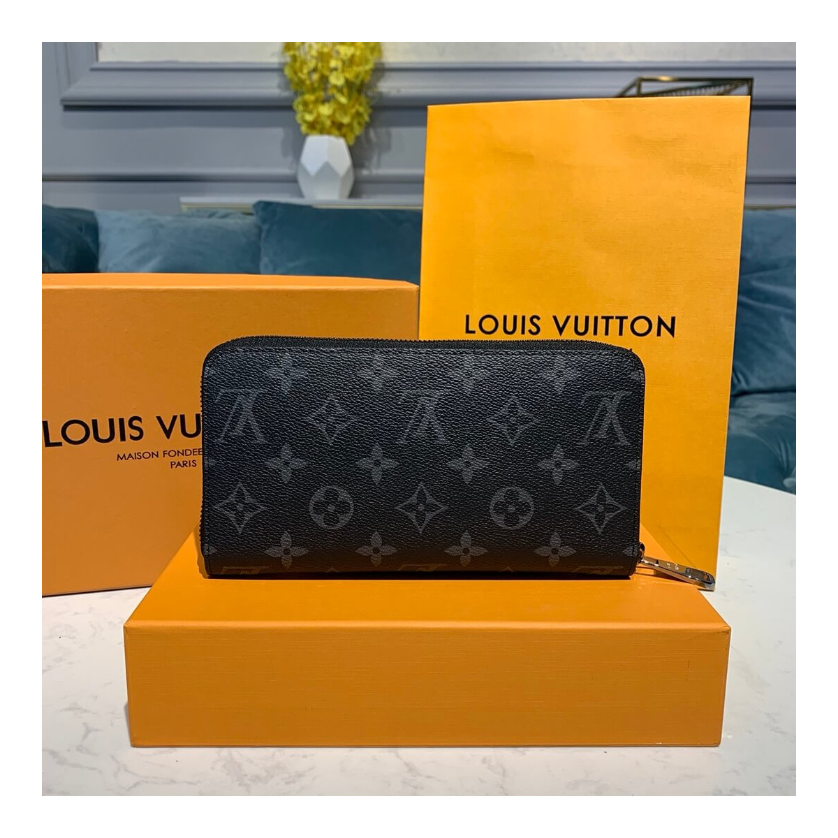 Louis Vuitton Monogram Eclipse Zippy Wallet M60017