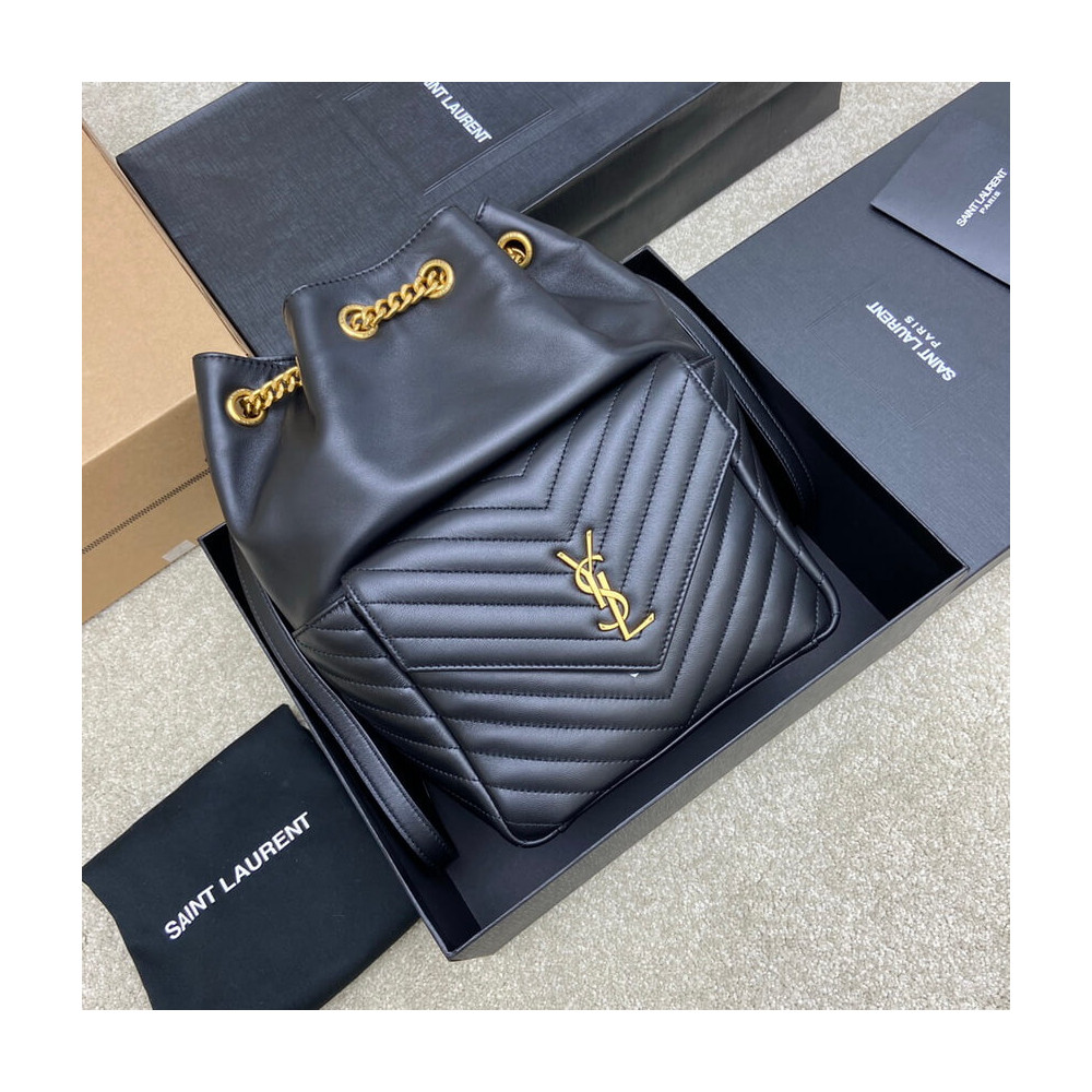 YSL Saint Laurent Joe Backpack 672609 In Black Lambskin