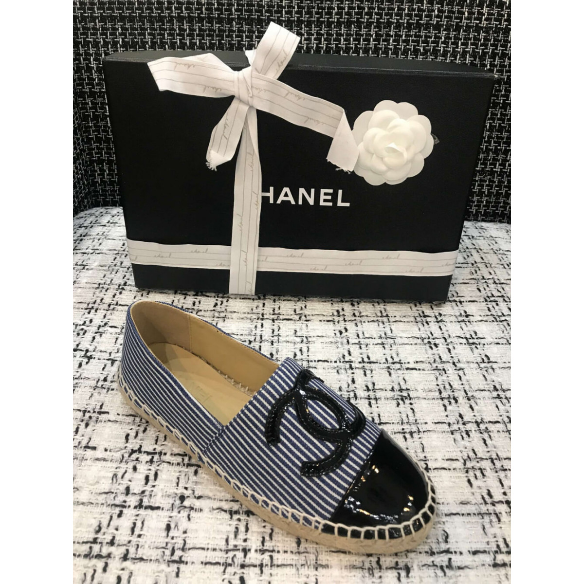 Chanel Tweed &amp; Patent Calfskin Espadrilles G29762