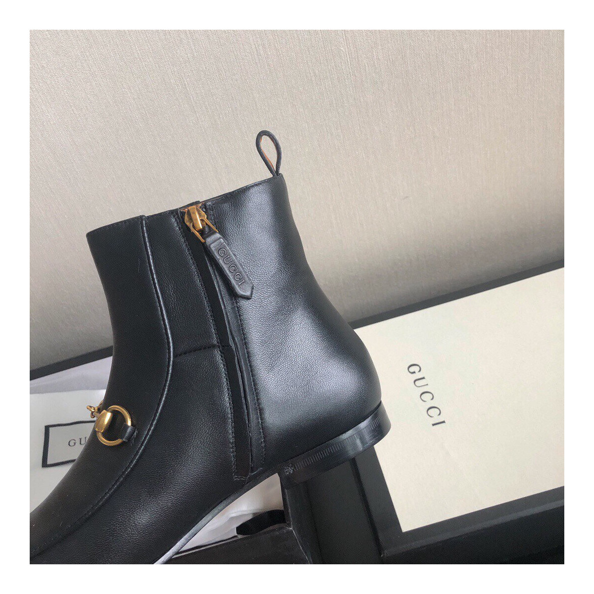 Gucci Jordaan Leather Ankle Boot 496619