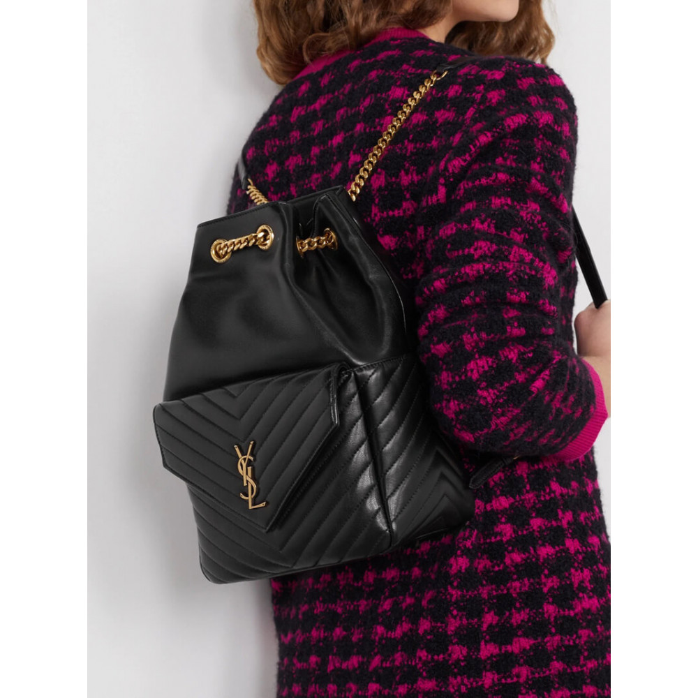 YSL Saint Laurent Joe Backpack 672609 In Black Lambskin