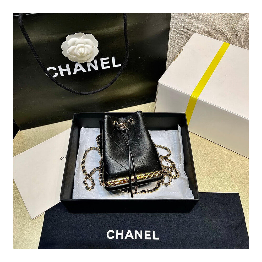 Chanel Small Bucket with Chain in Lambskin AP2750