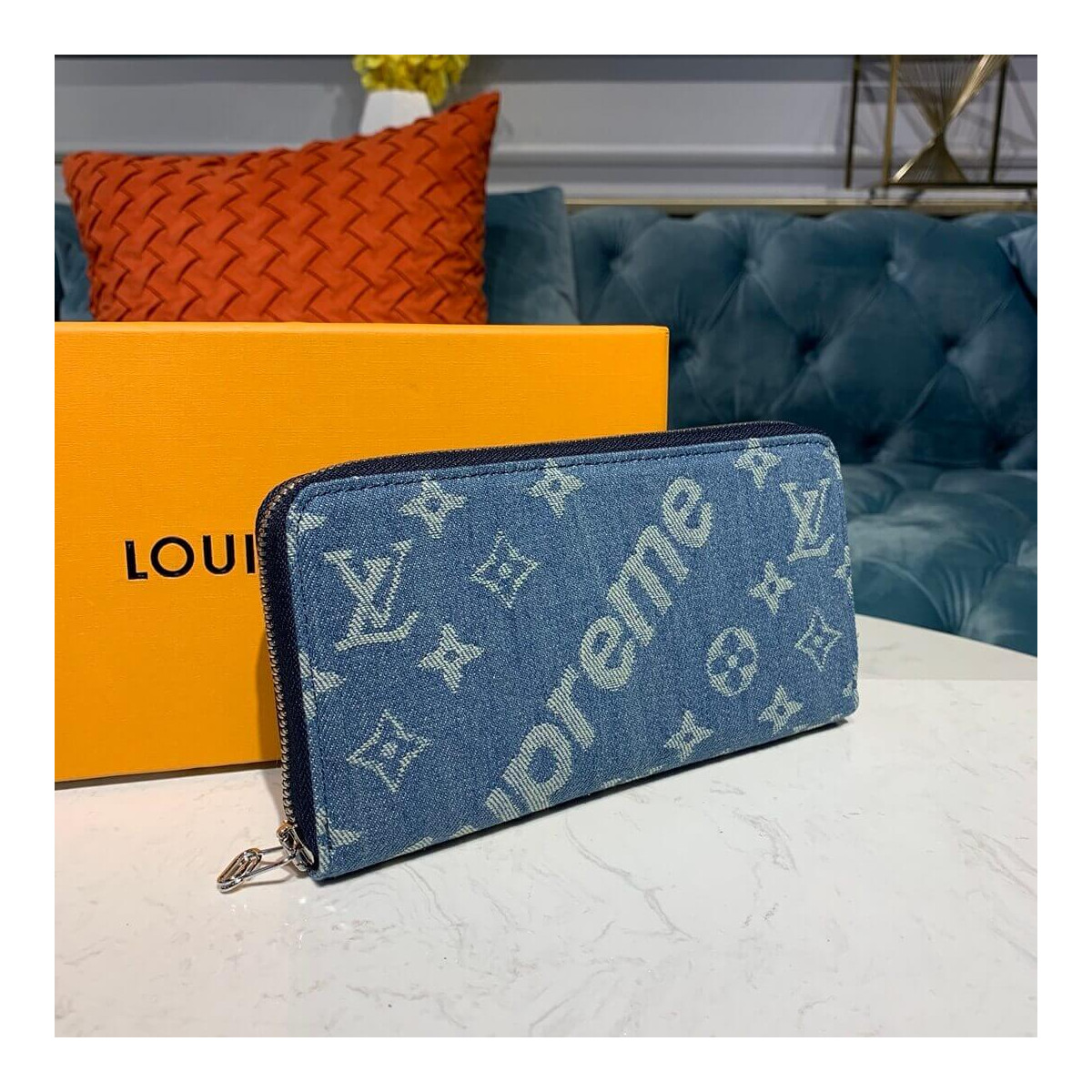 Louis Vuitton X Supreme Denim Zippy Wallet M60017