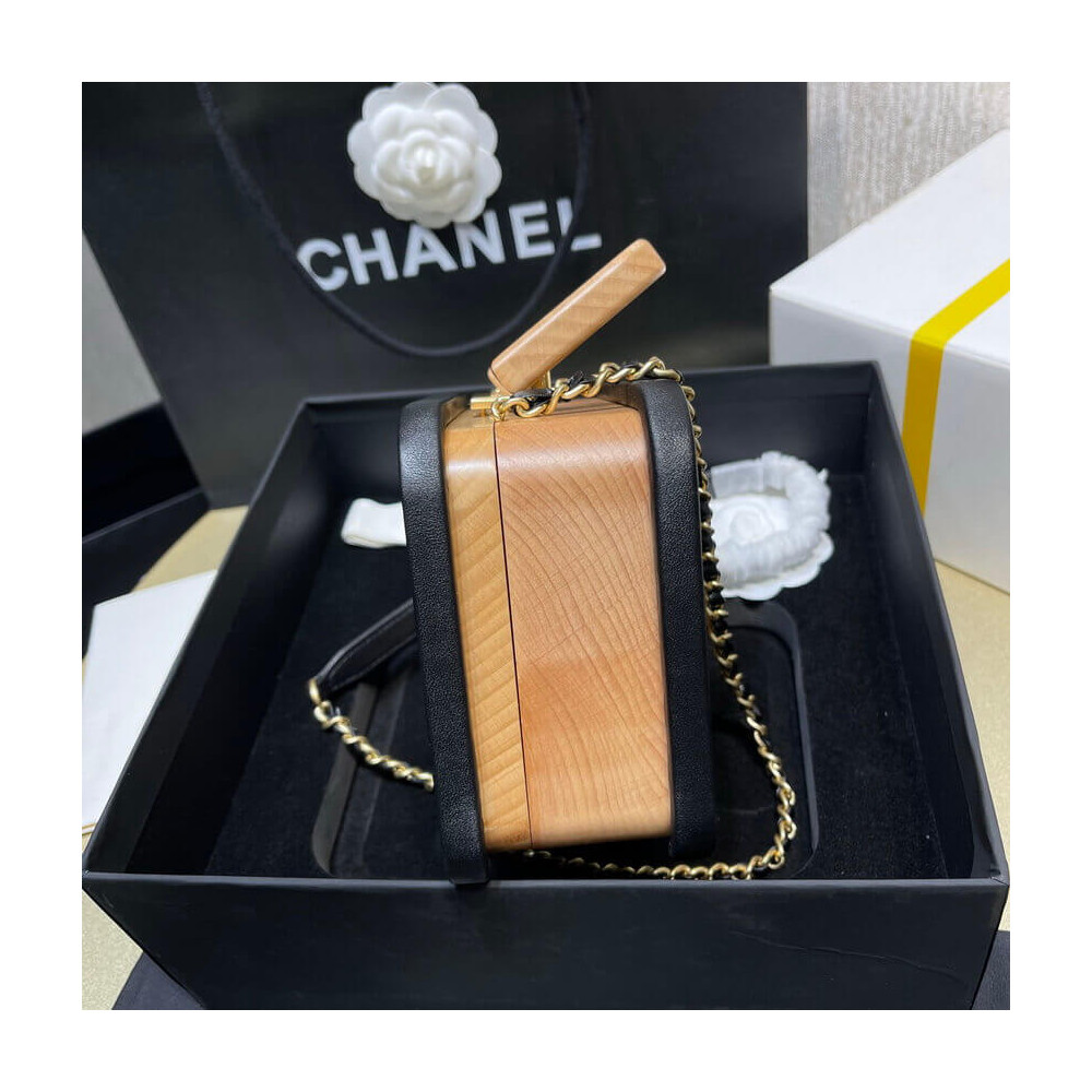 Chanel Vanity Case Beech Wood AS2926 Beige Black