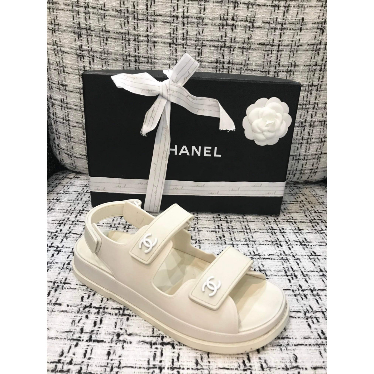 Chanel Velcro Sandals G31848 White