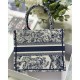 Christian Dior Small Book Tote Bag 26cm Toile De Jouy Reverse Embroidery Blue