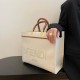 Fendi Medium Sunshine Tote Bag in Cream Canvas 8BH386