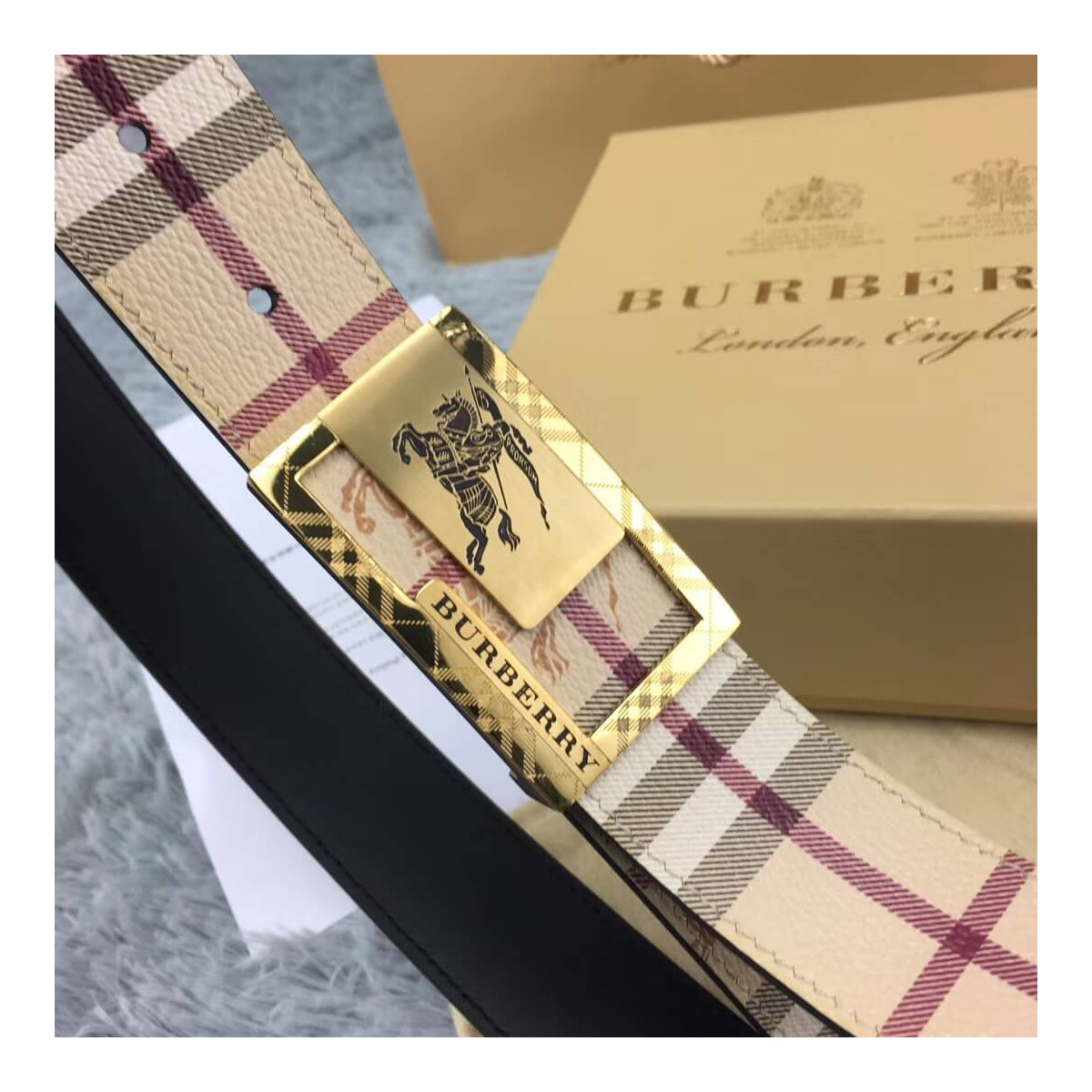 Burberry Vintage Check Leather Belt 40748