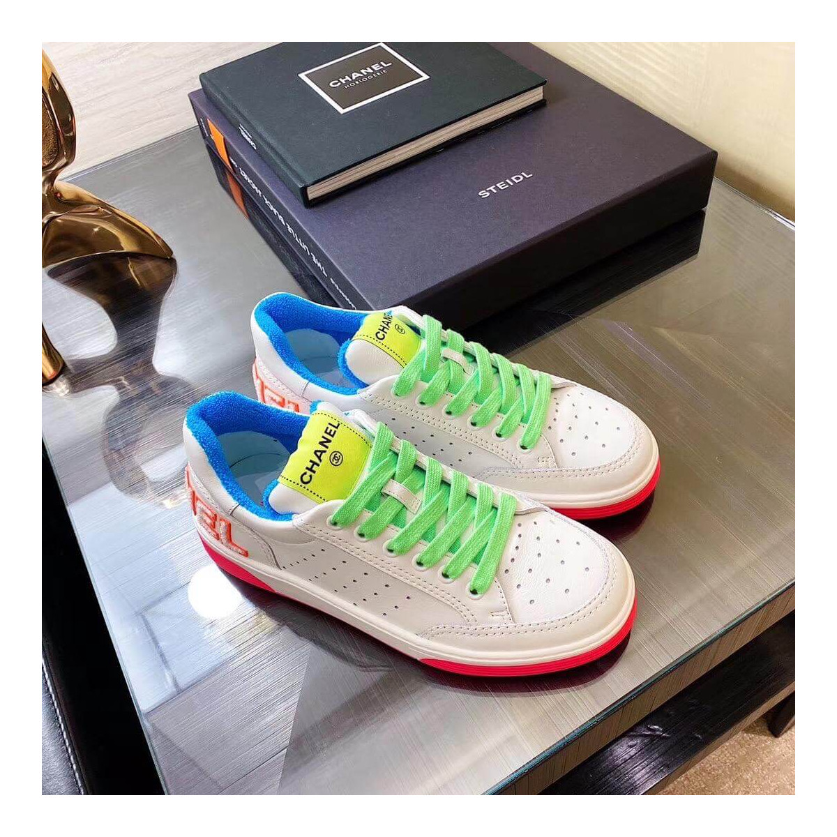 Chanel Rainbow Sneakers G35934 Green / Blue