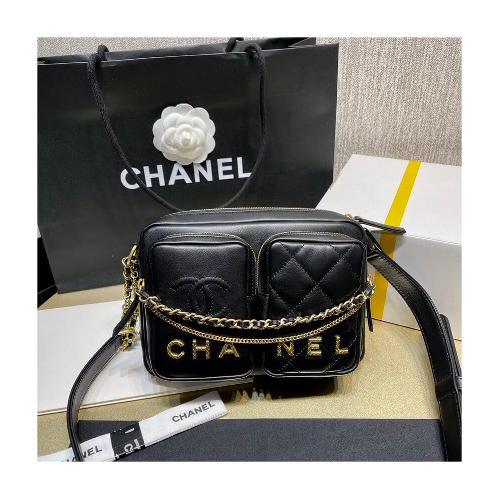 Chanel Calfskin Leather Camera Case AS2924 Black