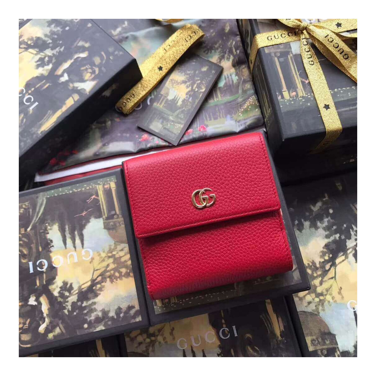 Gucci Leather French Flap Wallet 456122