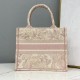 Christian Dior Small Book Tote Bag 26cm Toile De Jouy Reverse Embroidery Pink