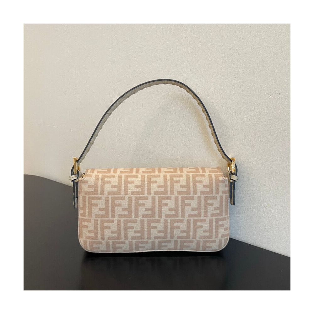 Fendi Baguette 1997 Beige FF Wool Bag 8BR792