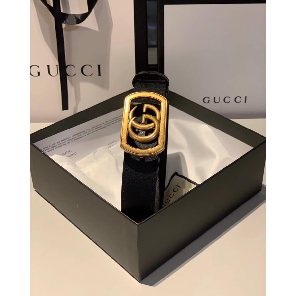 Gucci Belt With Framed Double G Buckle 575587