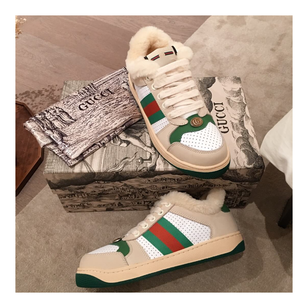 Gucci Screener Leather Sneaker 570441 White