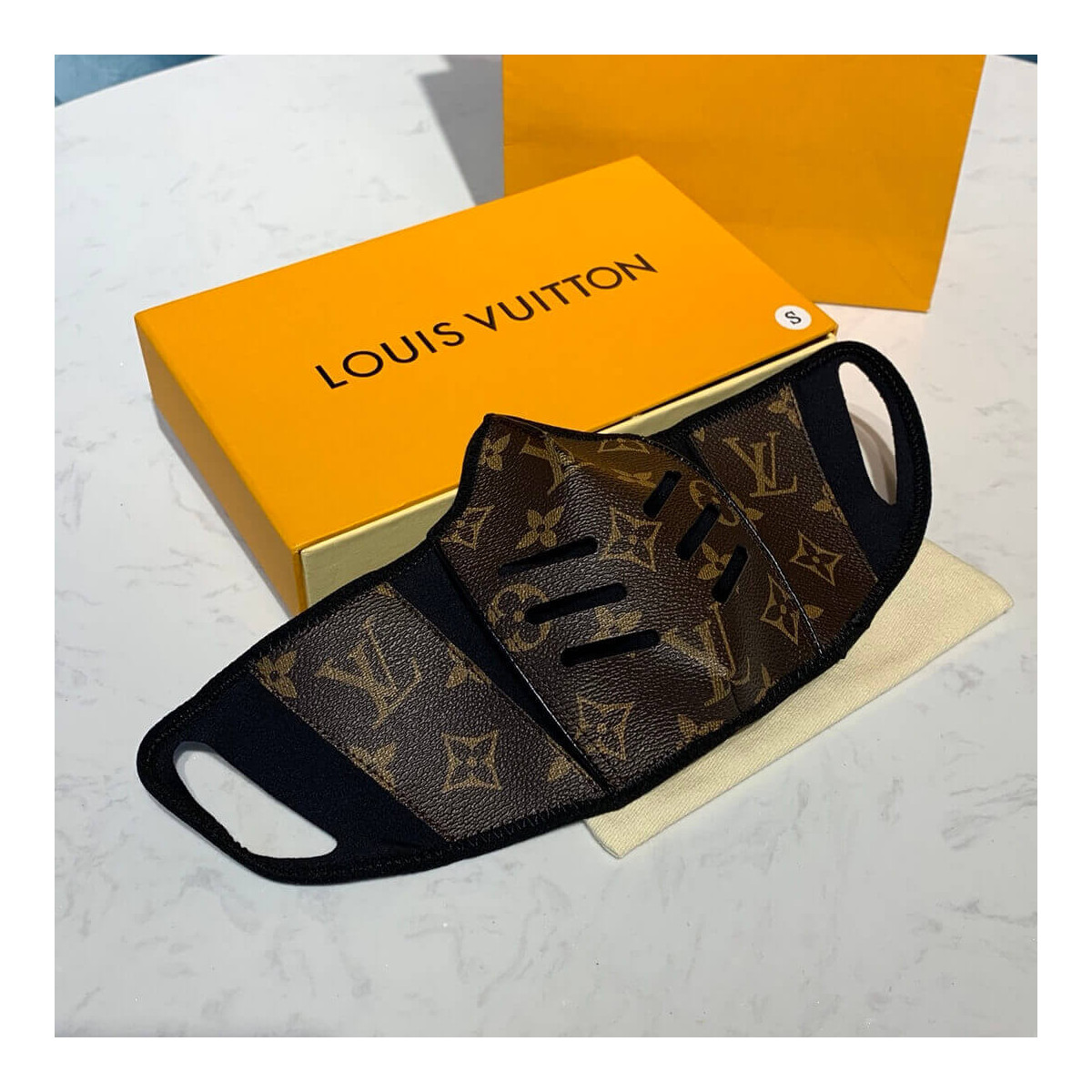 Louis Vuitton Monogram Brown Leather Face Mask