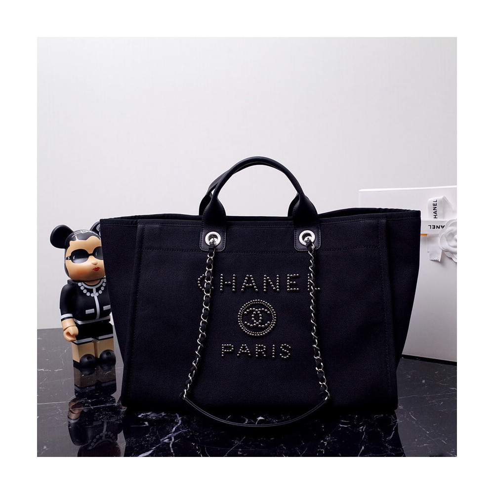 Chanel Canvas Large Deauville Pearl Tote Bag A66941