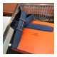 Hermes Rider Belt Buckle &amp; Reversible Leather Strap 40mm H075372 Blue/Black