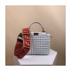 Fendi Peekaboo Iconic Mini Leather Interlace Bag 2031 White