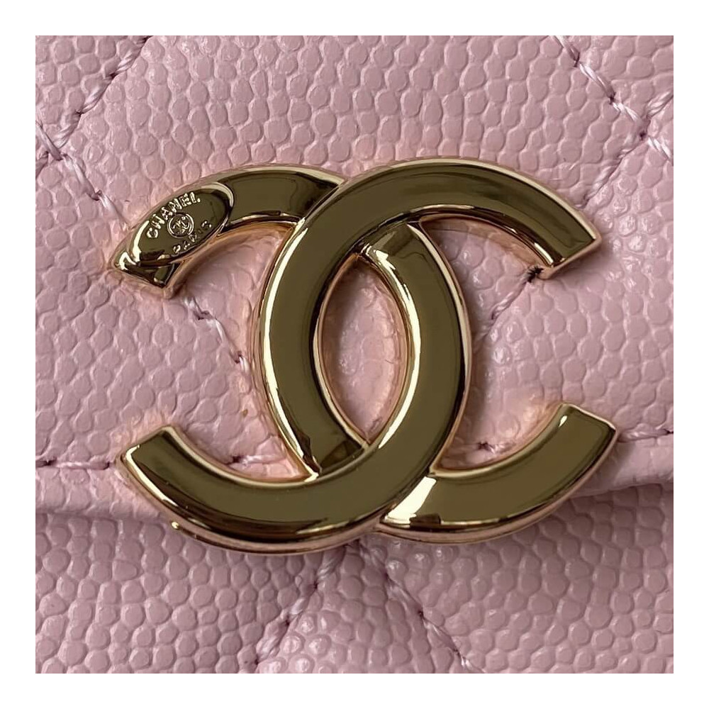 Chanel Enamel Handle Clutch with Chain in Grained Calfskin AP2758