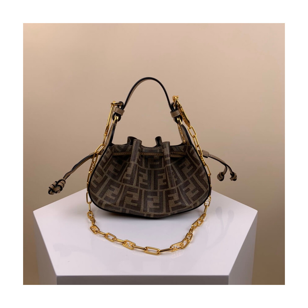 Fendi Pomodorino Brown FF Fabric Mini Bag 8BS059