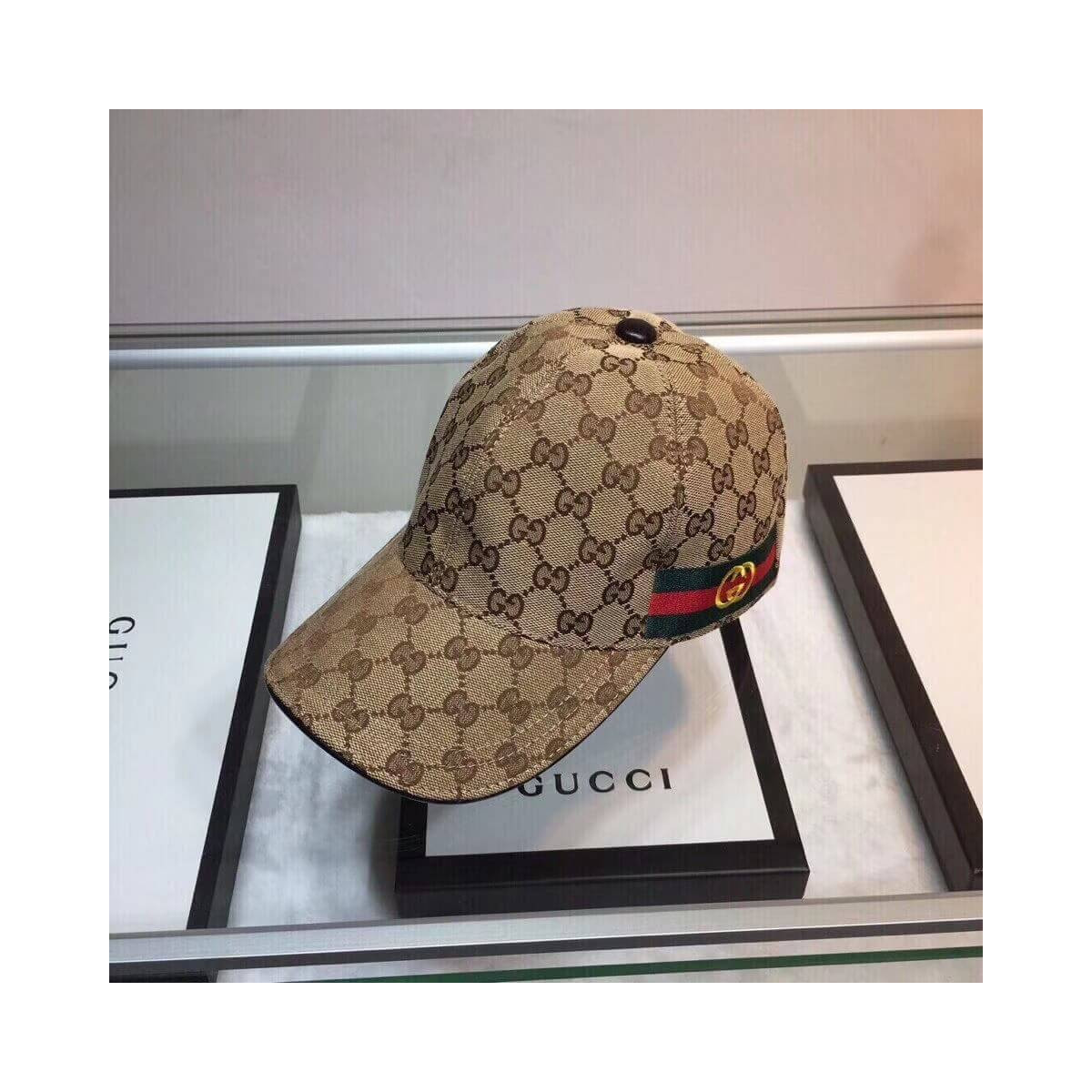 Gucci Original GG Canvas Baseball Hat With Web 200035