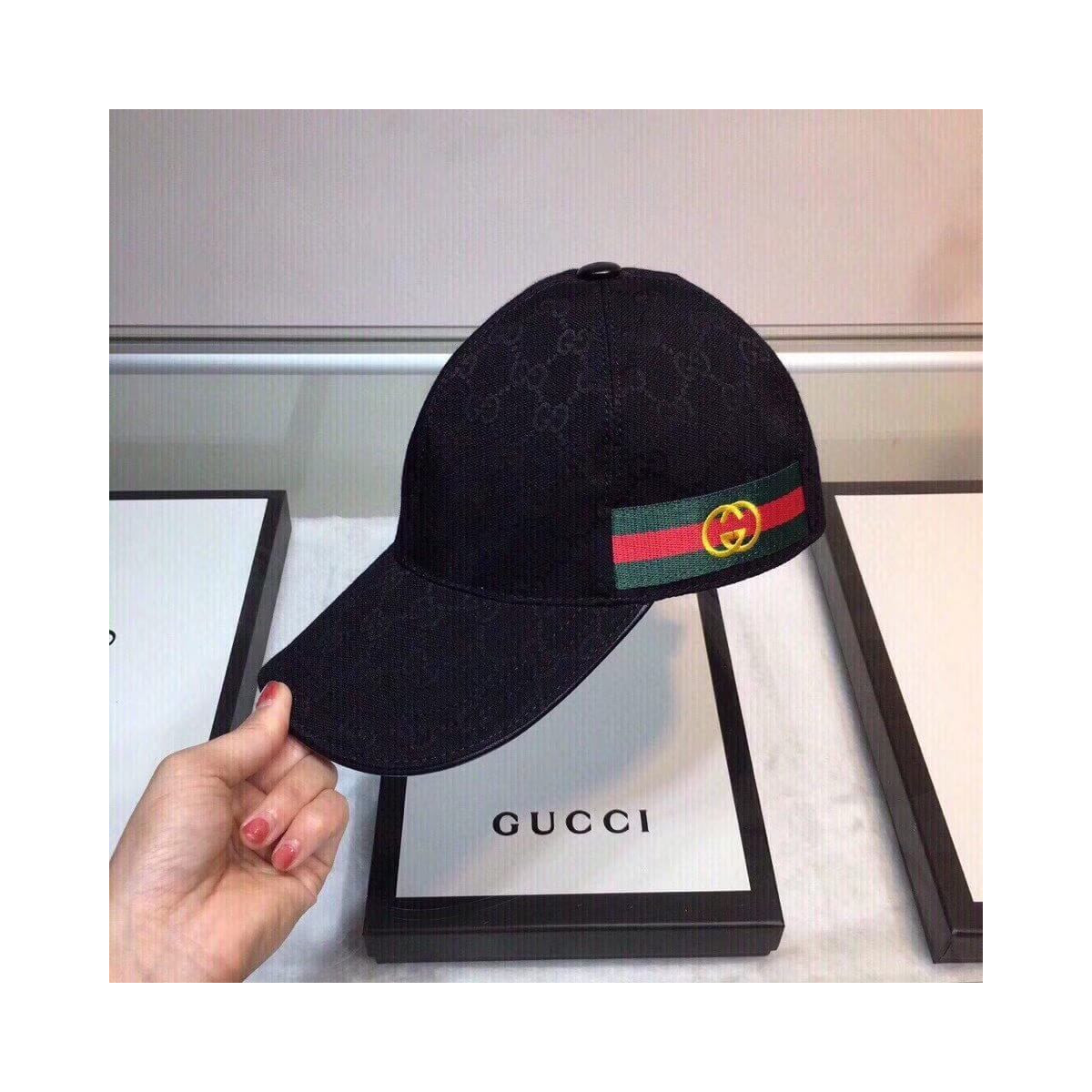 Gucci Original GG Canvas Baseball Hat With Web 200031