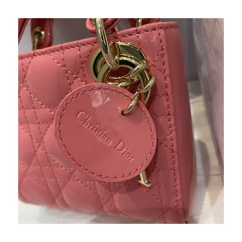 Christian Dior Micro Lady Dior Bag in Patent Cannage Calfskin S0856