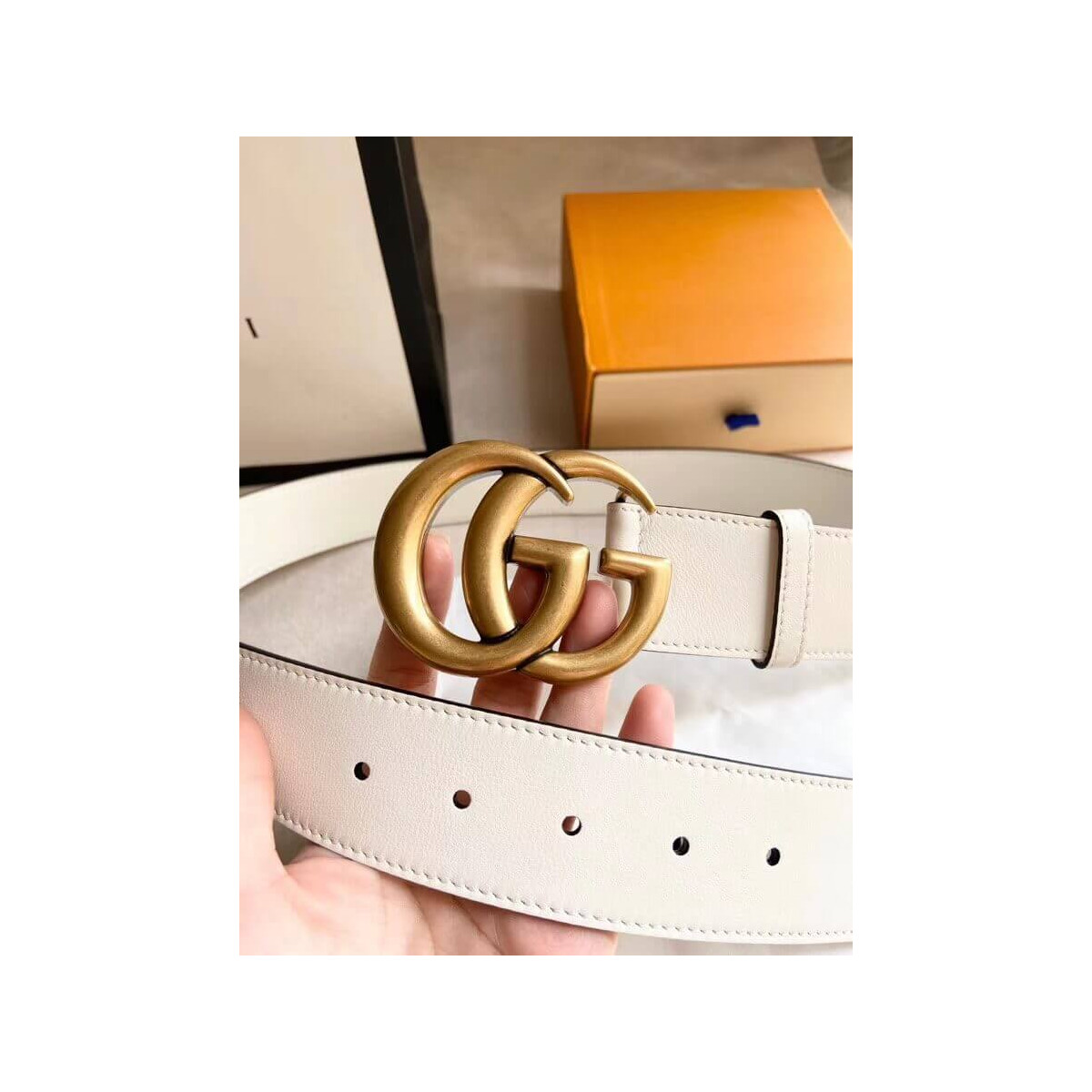 Gucci 40mm Leather Belt With Double G Buckle 400593