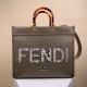 Fendi Medium Sunshine Shopper 8BH386 in Grey leather and Elaphe