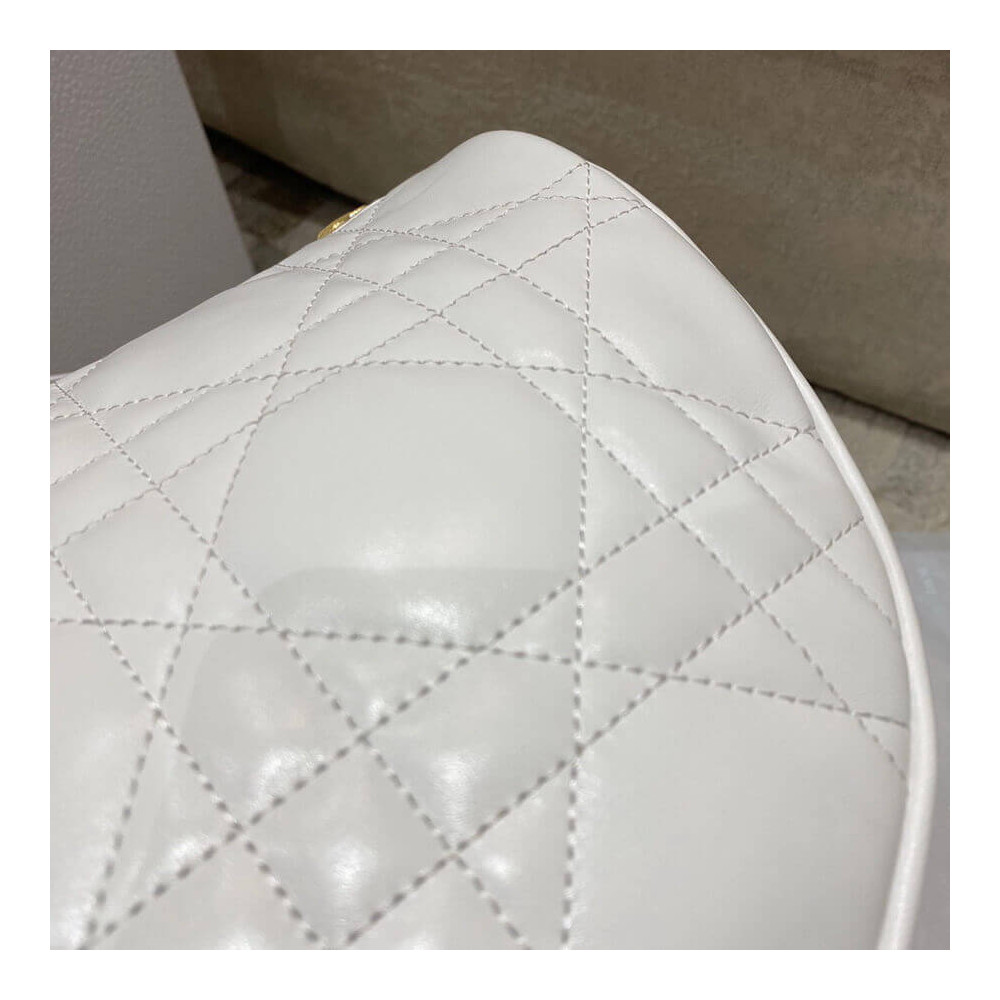 Christian Dior Medium Vibe Hobo Bag M7201 White Cannage Lambskin