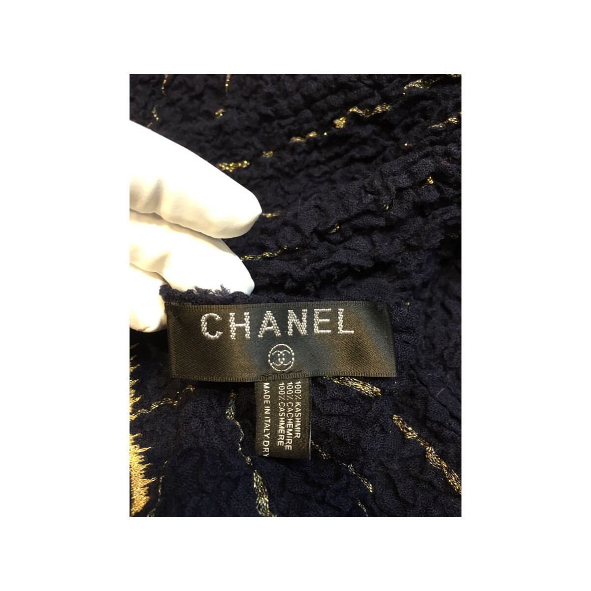 Chanel Cashmere Wool Sequins CC Stole C0924