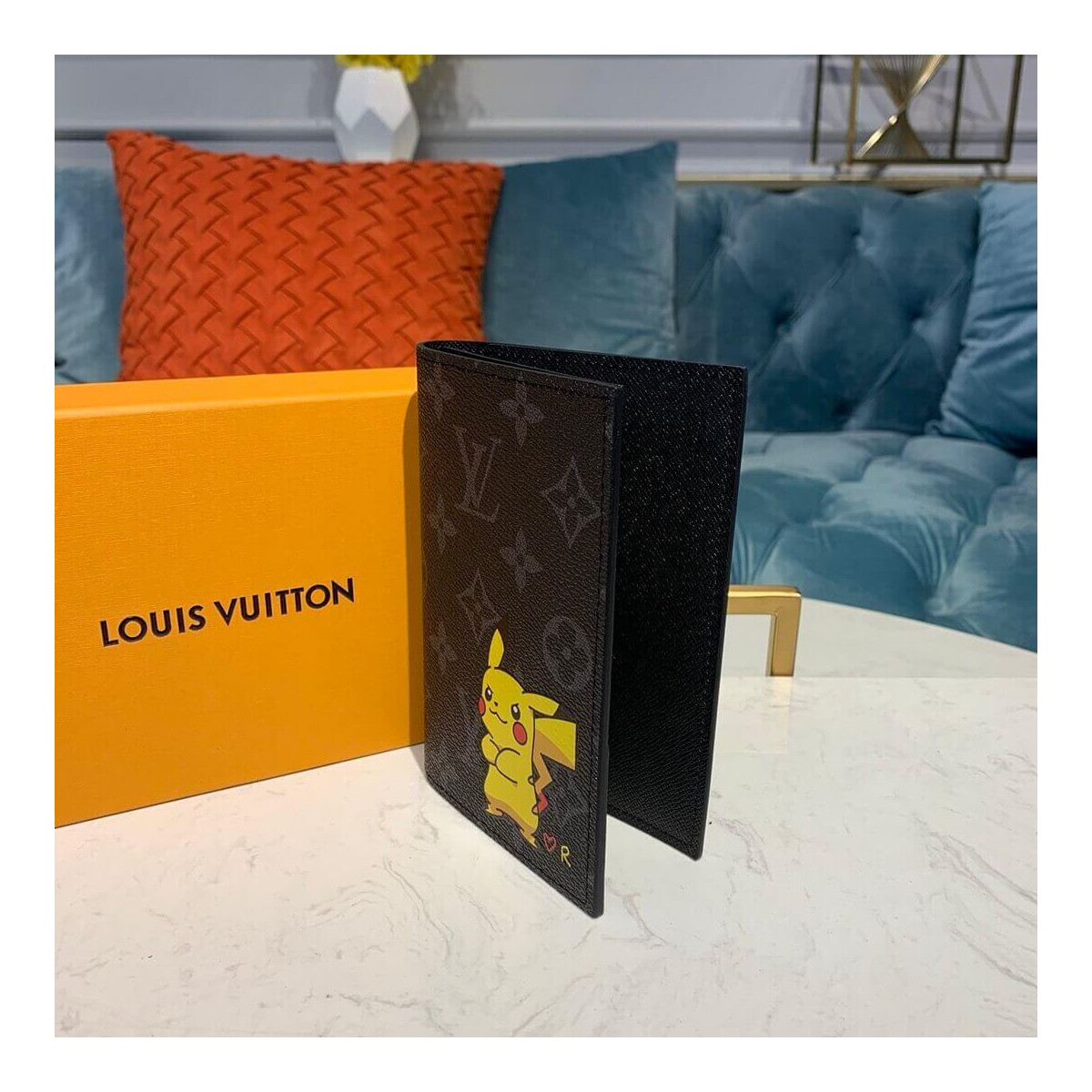 Louis Vuitton Monogram Eclipse Pikachu Print Passport Cover M64501