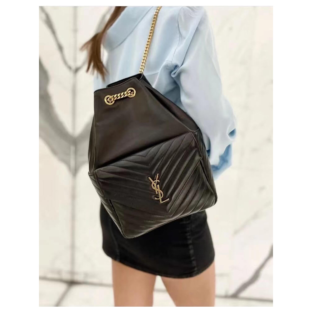 YSL Saint Laurent Joe Backpack 672609 In Black Lambskin