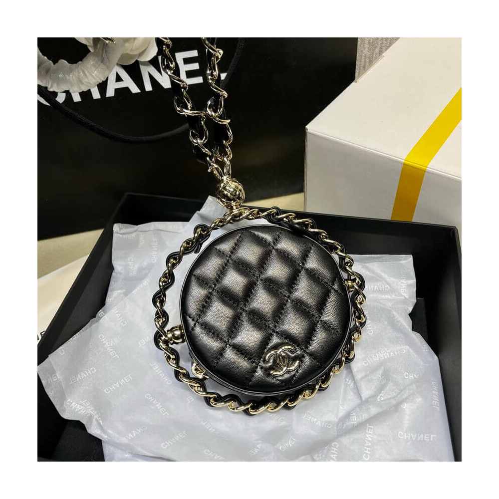 Chanel Lambskin Leather Pouch With Chain AP2568