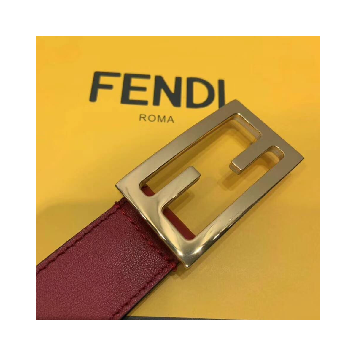 Fendi Baguette 30mm FF Buckle Belt 8C05311 Red