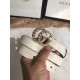 Gucci 20mm Leather Belt With Pearl Double G 453260