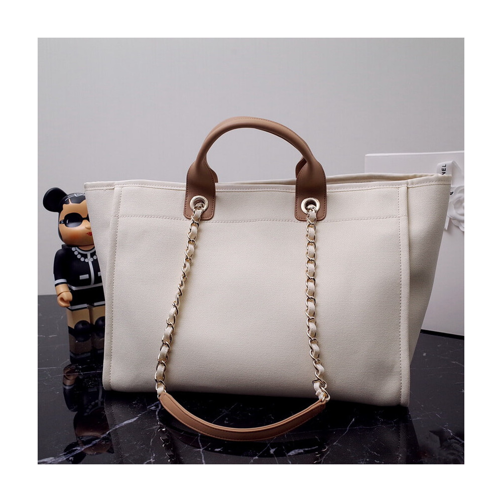 Chanel Canvas Large Deauville Pearl Tote Bag A66941