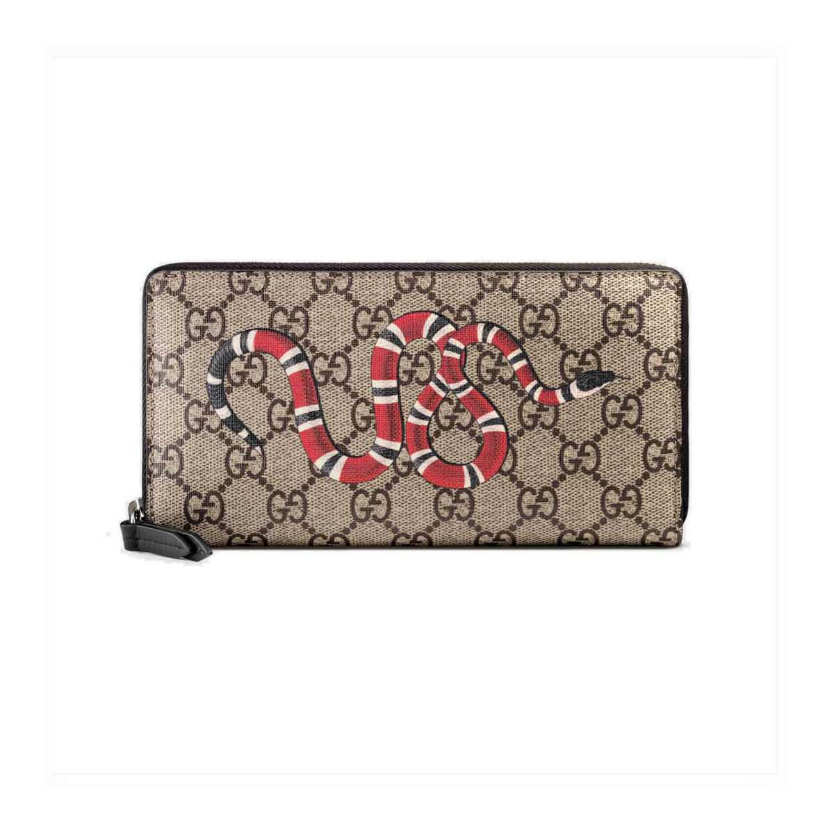 Gucci Kingsnake Print GG Supreme Zip Around Wallet 451273