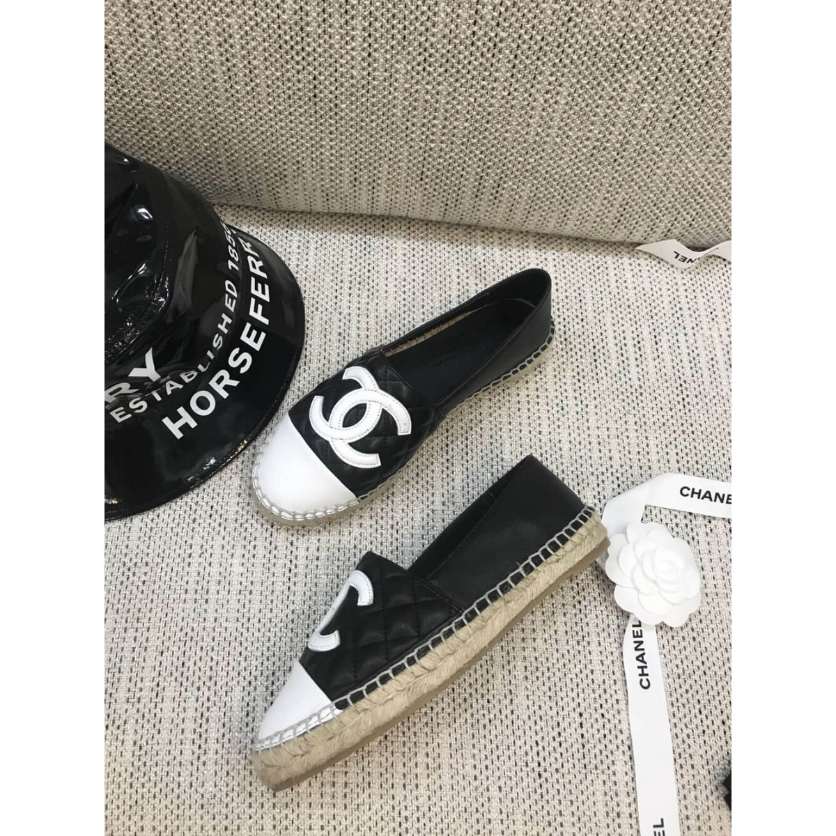 Chanel CC Quilted Espadrilles G29762 Black/8White