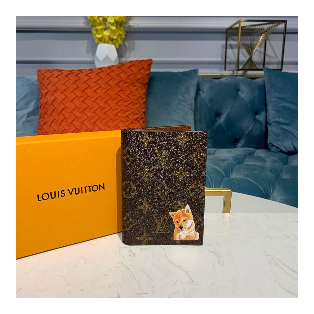 Louis Vuitton Monogram Canvas Dog Print Passport Cover M64502