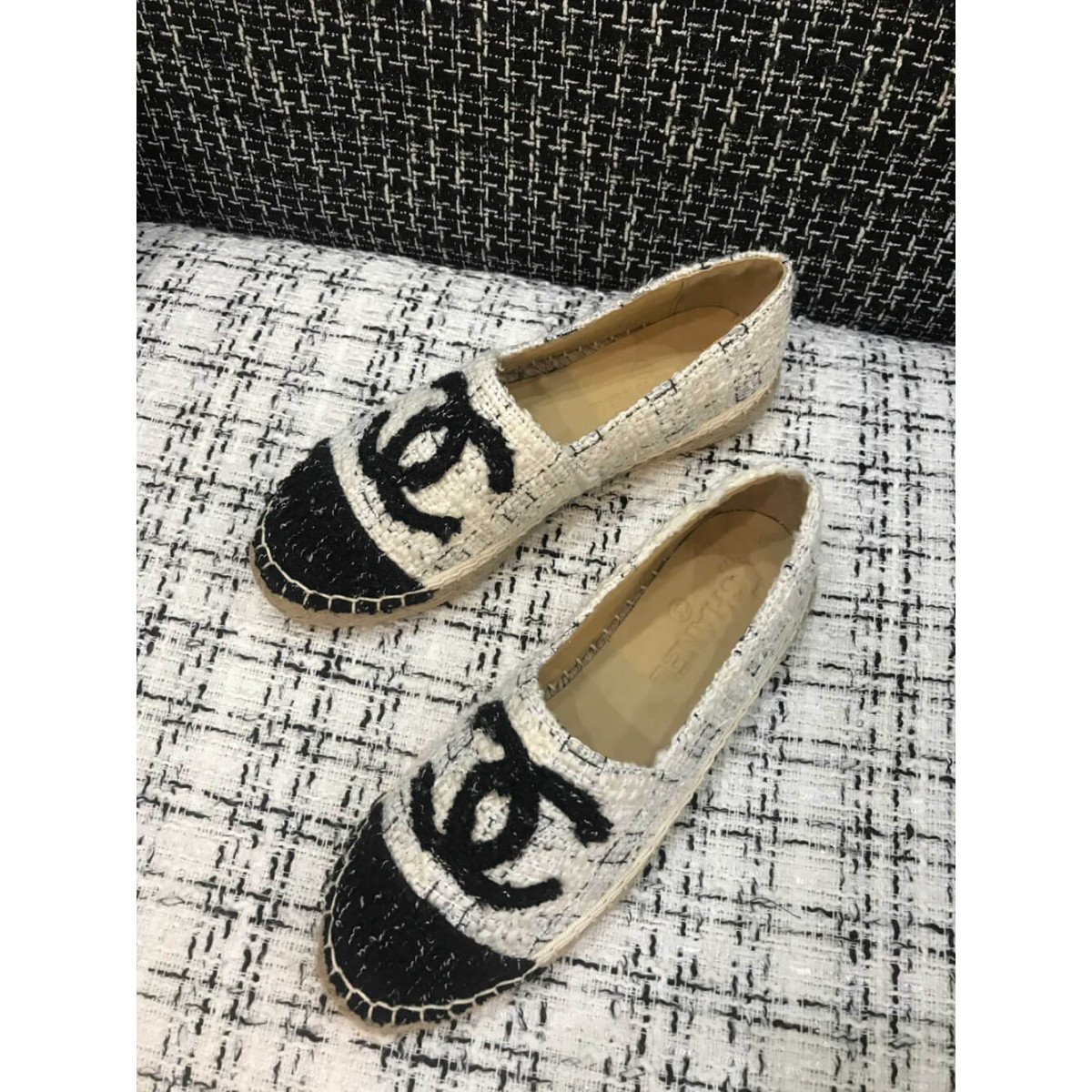 Chanel Tweed Espadrilles G29762 White/Black