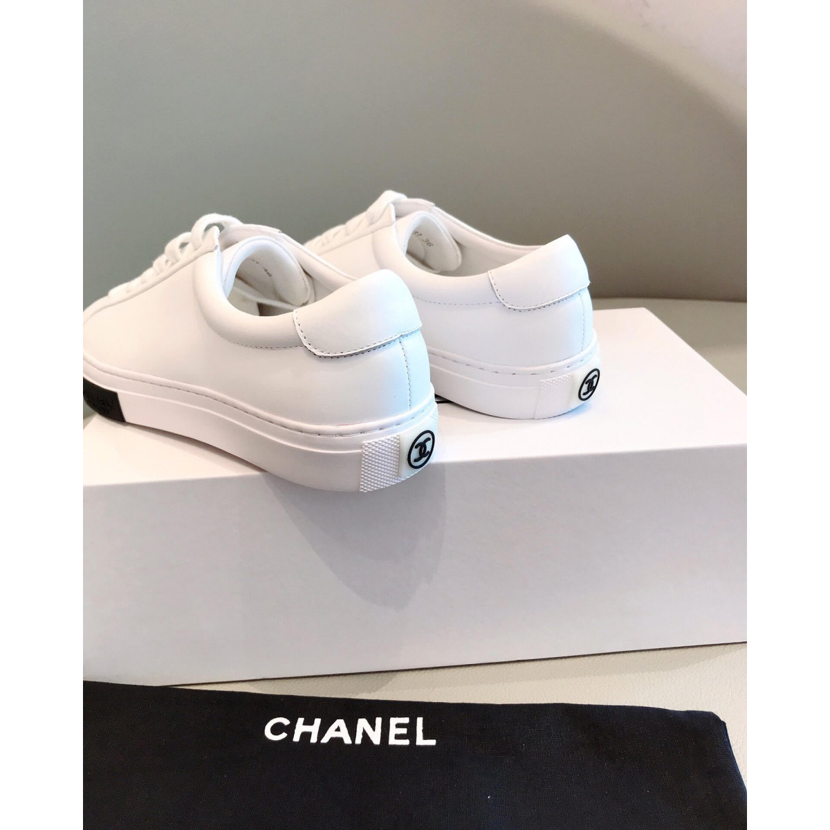 Chanel 2020ss Vintage Sneakers Embroidered Black Logo