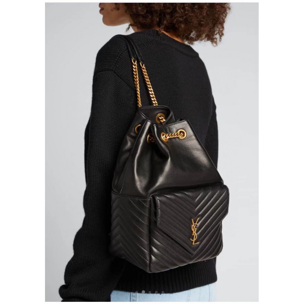 YSL Saint Laurent Joe Backpack 672609 In Black Lambskin