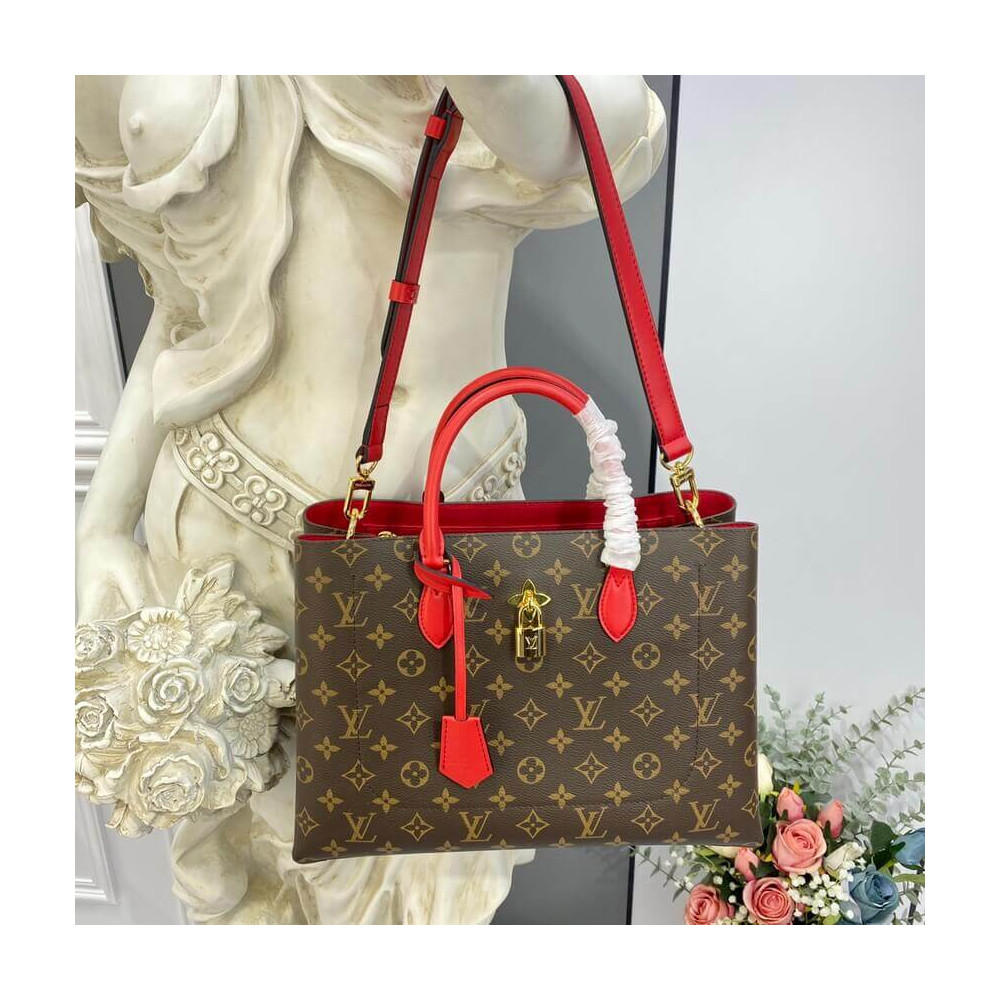 Louis Vuitton Monogram Canvas Flower Tote M43553 Red