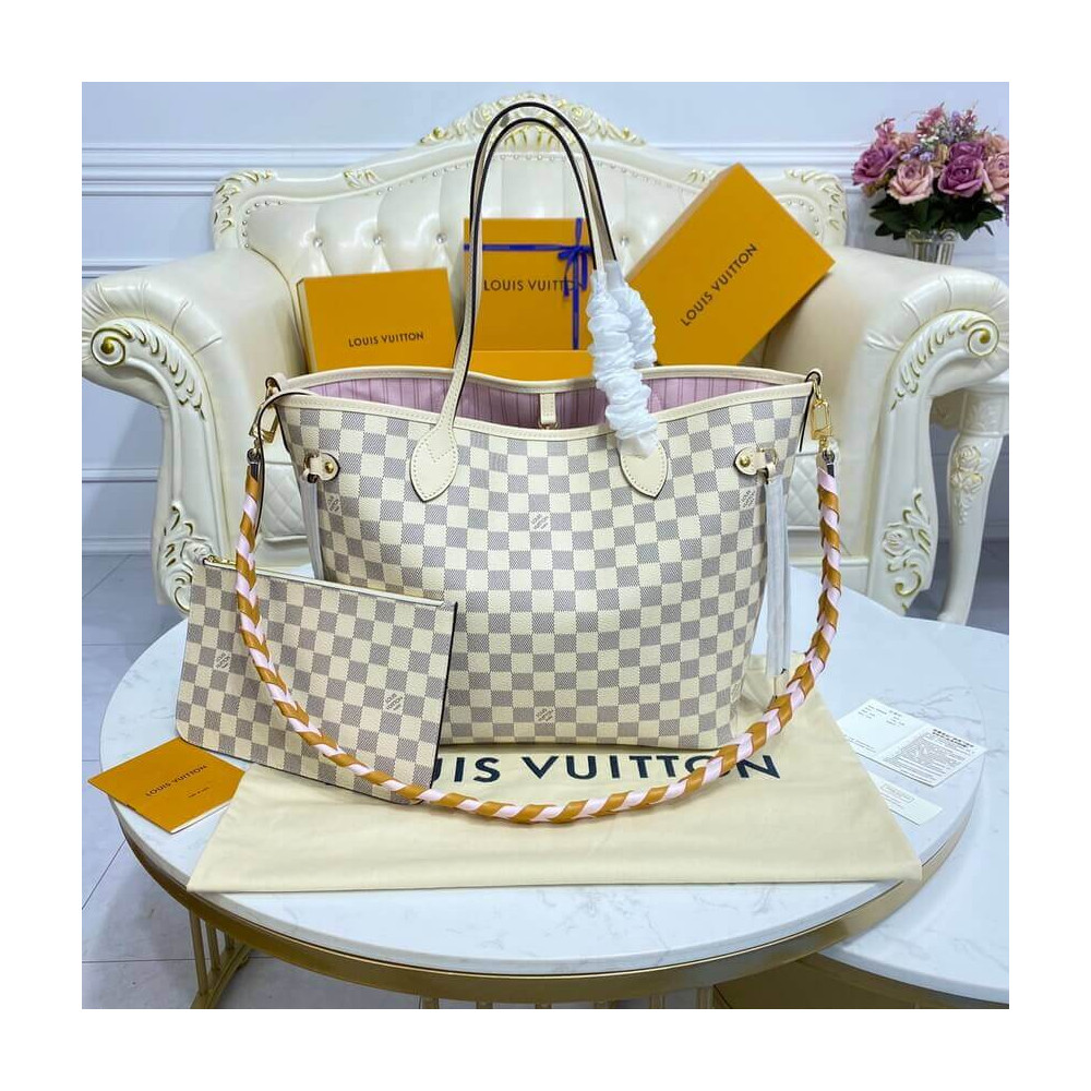 Louis Vuitton Damier Azur Neverfull MM N45295 Pink