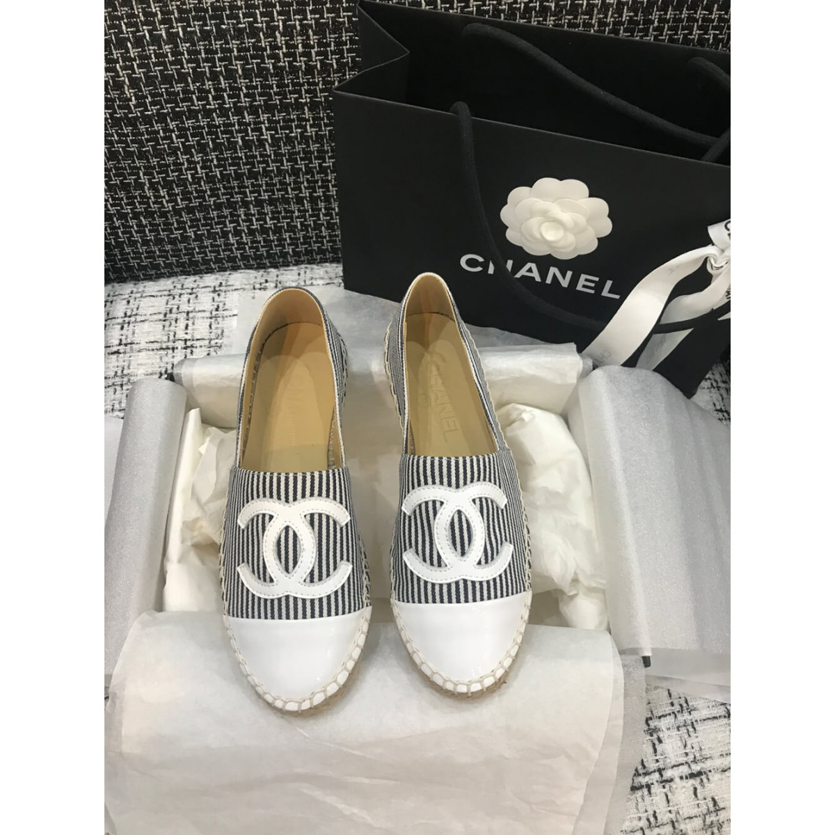 Chanel Tweed &amp; Patent Calfskin Espadrilles G29762