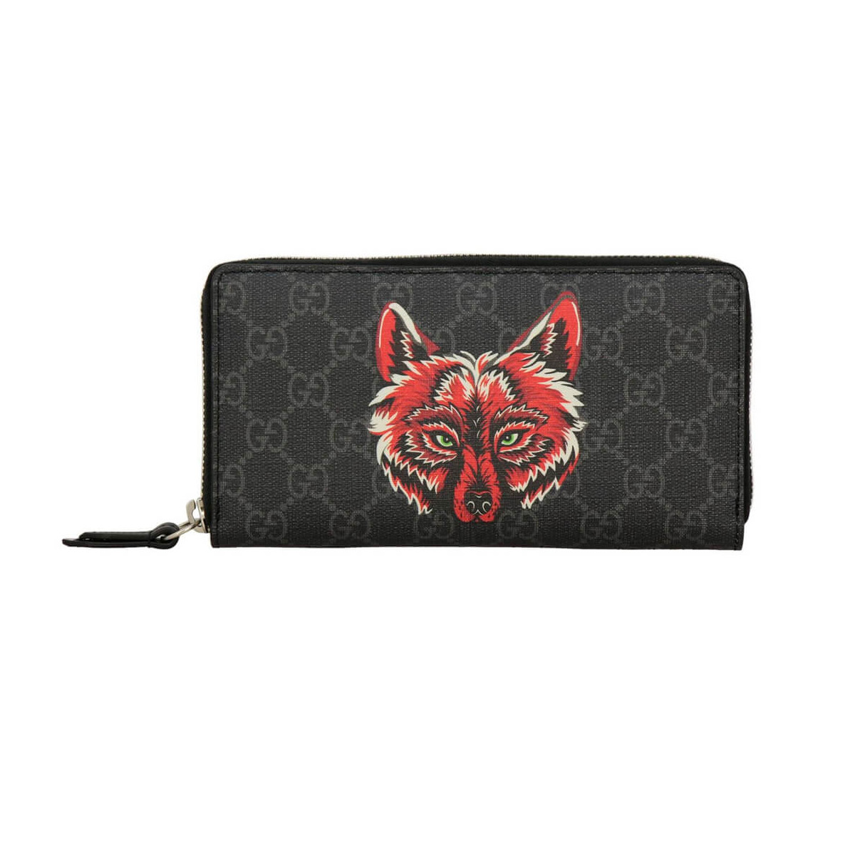 Gucci Square Wolf  Print GG Supreme Zip Around Wallet 451273